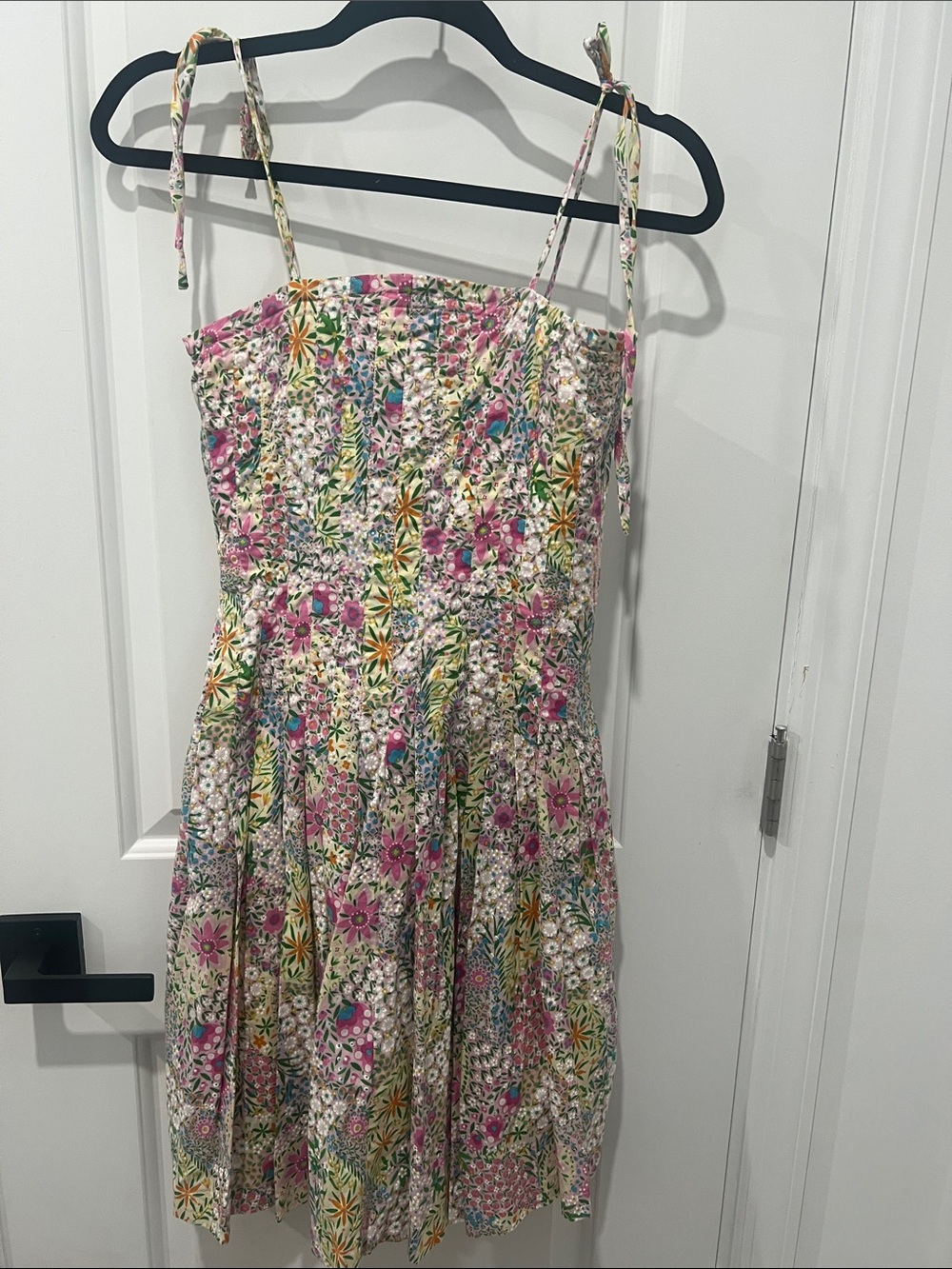 FRIENDS Floral Tie-Shoulder Mini Dress in Pink and Green